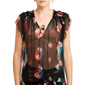 Ulla Johnson Marilyn Top in Nocturne, Silk Chiffon,  PF23 NWT Size 2